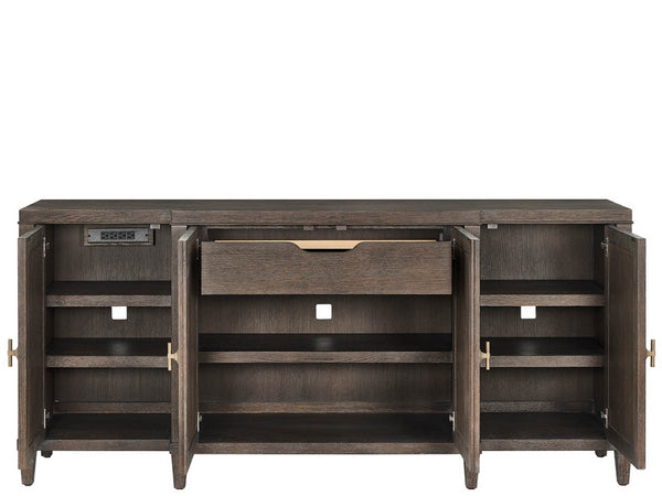 Universal Furniture Cocoa Credenza - Stylish Dining Room Storage With Reeded Doors, Adjustable Shelves & Power Supply Bar Cocoa  U508679-universal