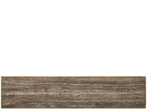 Universal Furniture Brindle Console Table - Dark Gray Travertine Top & Smoked Gold Frame With Cocoa Wood Shelves Smioked Gold And Travertine  U508803-universal