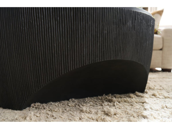 Universal Furniture Cinder Cocktail Table - Sculptural Glass-reinforced Concrete Design With Textured Reeded Sides Ebony  U508809-universal