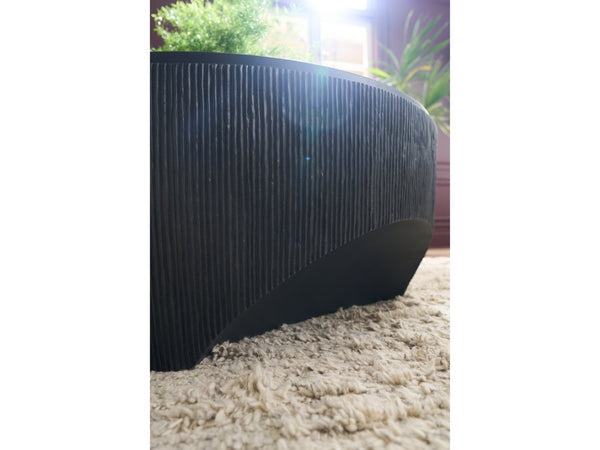 Universal Furniture Cinder Cocktail Table - Sculptural Glass-reinforced Concrete Design With Textured Reeded Sides Ebony  U508809-universal