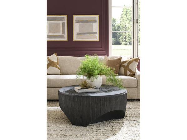 Universal Furniture Cinder Cocktail Table - Sculptural Glass-reinforced Concrete Design With Textured Reeded Sides Ebony  U508809-universal