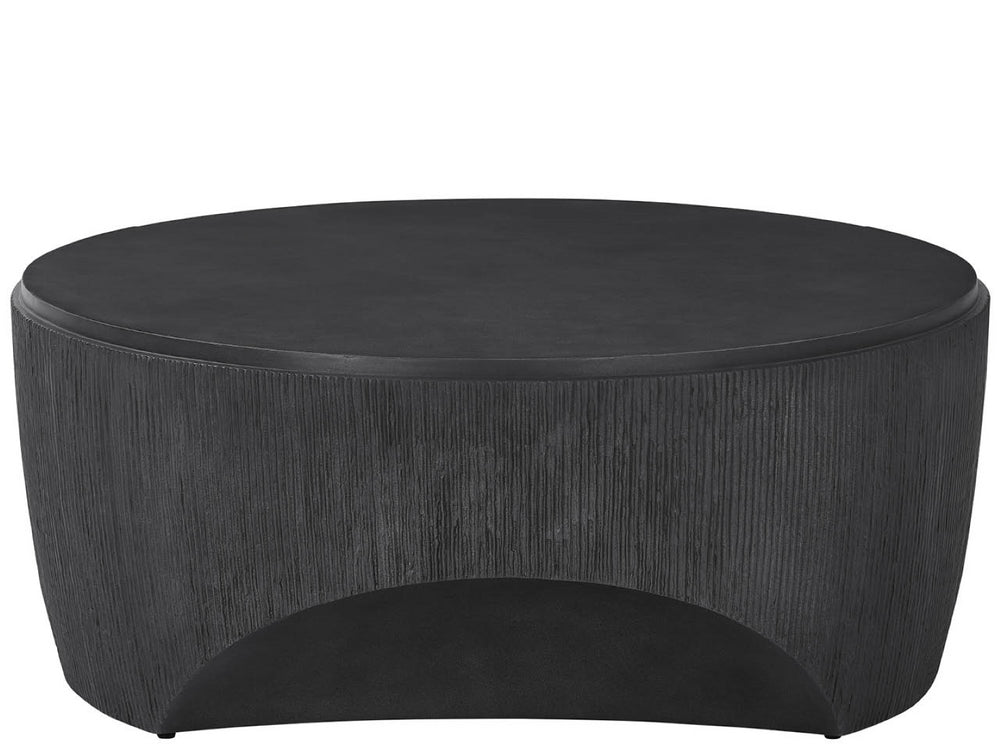 Universal Furniture Cinder Cocktail Table - Sculptural Glass-reinforced Concrete Design With Textured Reeded Sides Ebony  U508809-universal