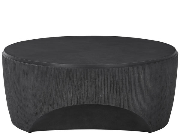 Universal Furniture Cinder Cocktail Table - Sculptural Glass-reinforced Concrete Design With Textured Reeded Sides Ebony  U508809-universal