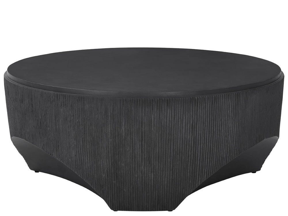 Universal Furniture Cinder Cocktail Table - Sculptural Glass-reinforced Concrete Design With Textured Reeded Sides Ebony  U508809-universal