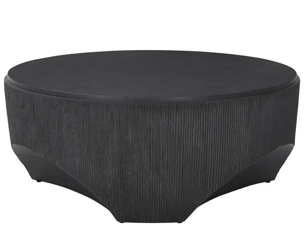 Universal Furniture Cinder Cocktail Table - Sculptural Glass-reinforced Concrete Design With Textured Reeded Sides Ebony  U508809-universal