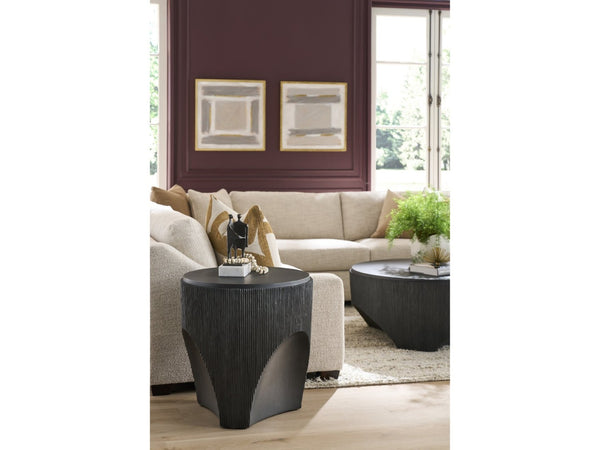 Universal Furniture Cinder End Table - Innovative Glass-reinforced Concrete With Reeded Texture & Unique Concave Design Ebony  U508812-universal