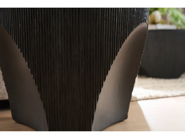 Universal Furniture Cinder End Table - Innovative Glass-reinforced Concrete With Reeded Texture & Unique Concave Design Ebony  U508812-universal