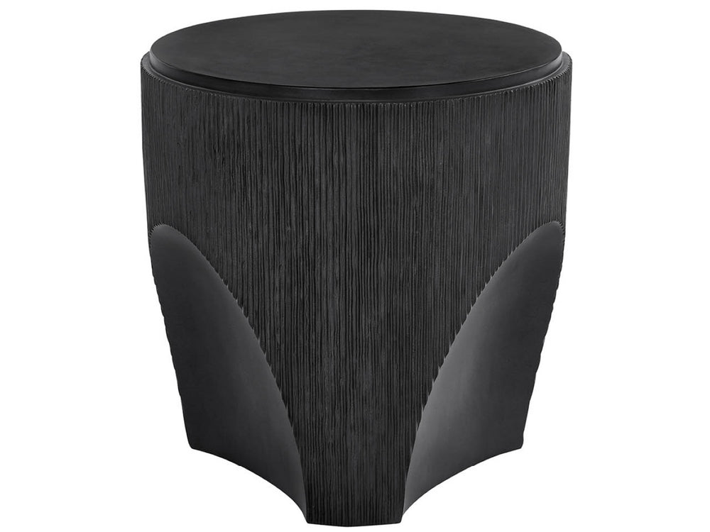 Universal Furniture Cinder End Table - Innovative Glass-reinforced Concrete With Reeded Texture & Unique Concave Design Ebony  U508812-universal