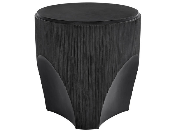 Universal Furniture Cinder End Table - Innovative Glass-reinforced Concrete With Reeded Texture & Unique Concave Design Ebony  U508812-universal