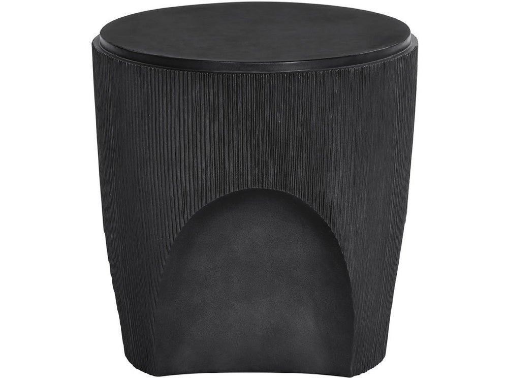 Universal Furniture Cinder End Table - Innovative Glass-reinforced Concrete With Reeded Texture & Unique Concave Design Ebony  U508812-universal
