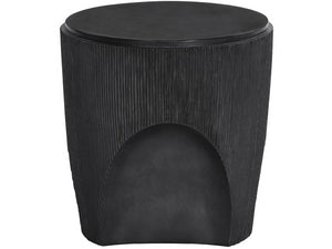 Universal Furniture Cinder End Table - Innovative Glass-reinforced Concrete With Reeded Texture & Unique Concave Design Ebony  U508812-universal