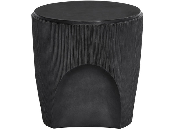 Universal Furniture Cinder End Table - Innovative Glass-reinforced Concrete With Reeded Texture & Unique Concave Design Ebony  U508812-universal