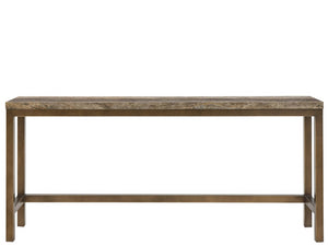 Universal Furniture Brindle Console With Stools – Elegant Dark Gray Travertine Top & Smoked Gold Frame For Entertaining Smioked Gold And Travertine  U508823-universal