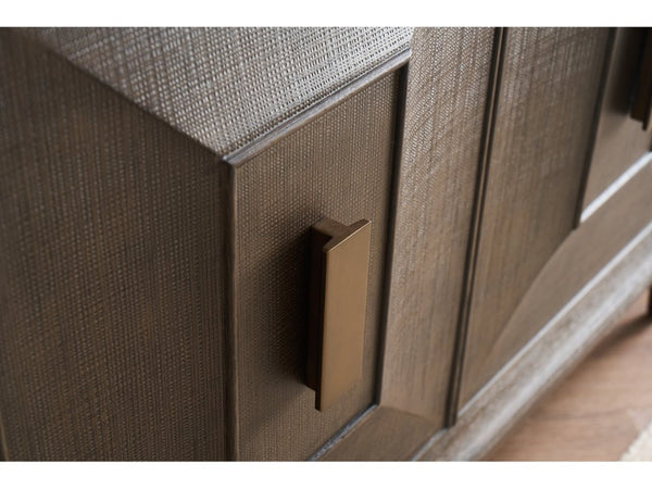 Universal Furniture Montclair Credenza: Sophisticated Media Storage With Geometric Doors, Adjustable Shelves & Power Bar Cocoa  U508966-universal