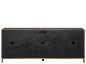 Universal Furniture Montclair Credenza: Sophisticated Media Storage With Geometric Doors, Adjustable Shelves & Power Bar Cocoa  U508966-universal