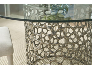 Universal Furniture Coral Dining Table - 54-inch Round Glass Top With Sculptural Base For Elegant Coastal Dining Spaces Antique Nickel  U533656n-54-universal