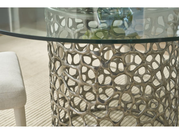 Universal Furniture Coral Dining Table - 60-inch Round Glass Top With Sculptural Coral-inspired Base For Coastal Elegance Antique Nickel  U533656n-60-universal