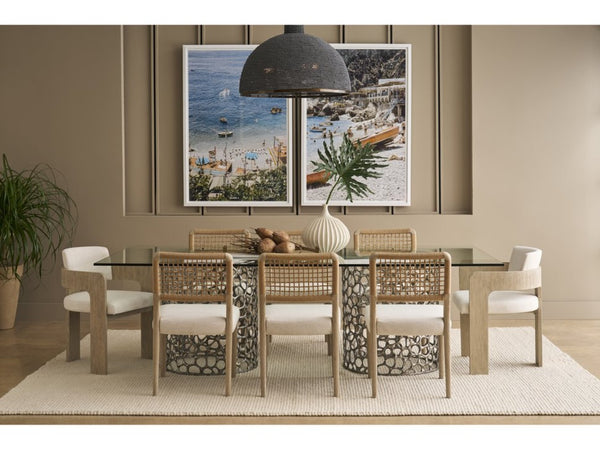 Universal Furniture Retangle Dining Table - Coastal Elegance With Glass Top & Coral-inspired Bases In Antique Nickel Finish Antique Nickel  U533658n-universal