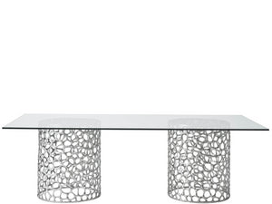 Universal Furniture Retangle Dining Table - Coastal Elegance With Glass Top & Coral-inspired Bases In Antique Nickel Finish Antique Nickel  U533658n-universal