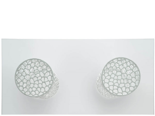 Universal Furniture Rectangle Dining Table - Coastal Elegance With Glass Top & Coral-inspired Aluminum Base Design White  U533658-universal