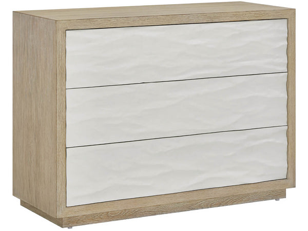 Universal Furniture Oasis Dresser - Elegant Storage Solution With Sculptural Wave-patterned Drawers And Soft-close Guides Dockside Tan And Shoreline White  U533030-universal