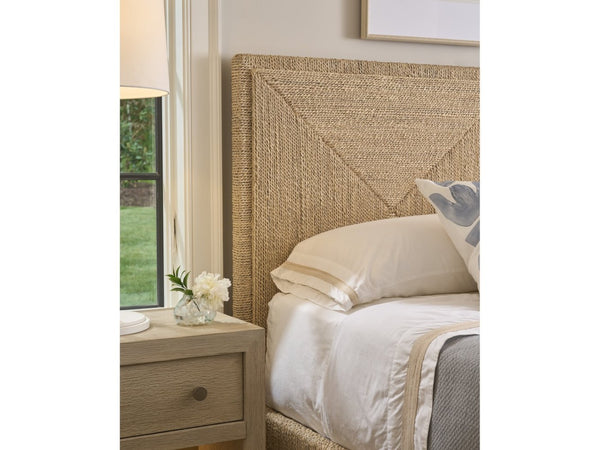 Universal Furniture Abaca Woven Bed King - Coastal Retreat Elegance With Natural Fiber, Geometric Headboard Design Natural Oak  U533225b-universal