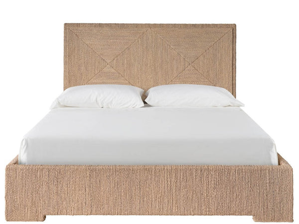 Universal Furniture Abaca Woven Bed King - Coastal Retreat Elegance With Natural Fiber, Geometric Headboard Design Natural Oak  U533225b-universal