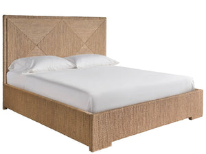 Universal Furniture Abaca Woven Bed King - Coastal Retreat Elegance With Natural Fiber, Geometric Headboard Design Natural Oak  U533225b-universal