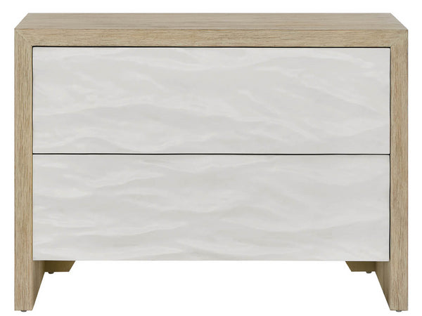 Universal Furniture Oasis Chest: Elegant Wave-patterned Drawers With Dockside Oak Finish And Integrated Electrical Outlets Dockside Natural Tan Oak And White  U533365-universal