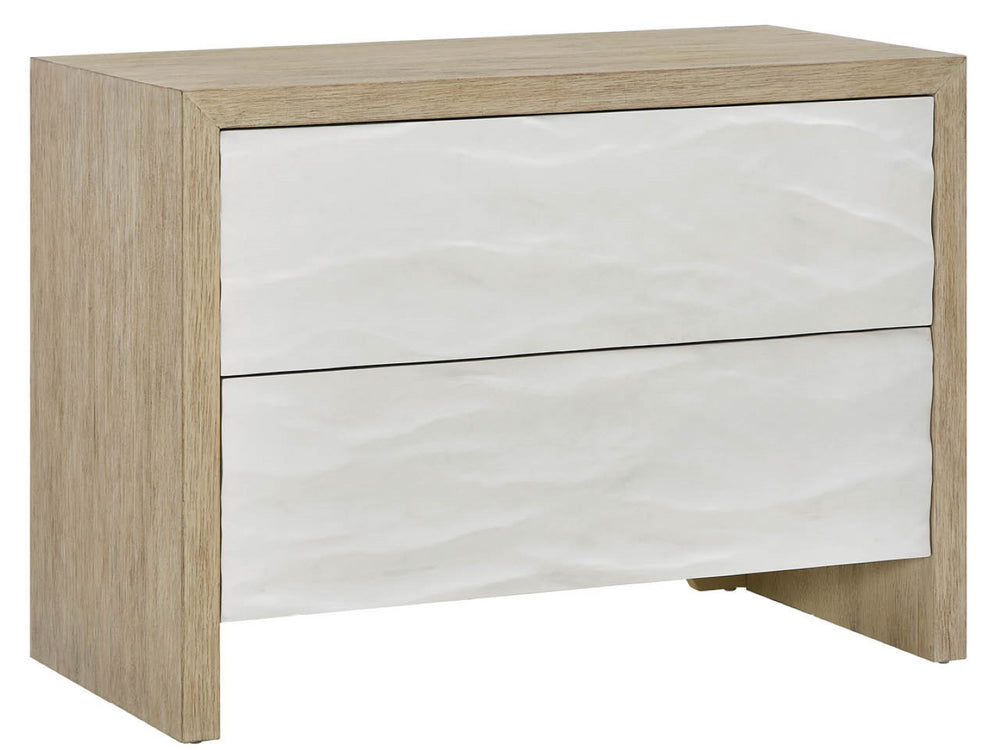 Universal Furniture Oasis Chest: Elegant Wave-patterned Drawers With Dockside Oak Finish And Integrated Electrical Outlets Dockside Natural Tan Oak And White  U533365-universal