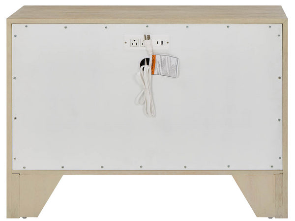 Universal Furniture Oasis Chest: Elegant Wave-patterned Drawers With Dockside Oak Finish And Integrated Electrical Outlets Dockside Natural Tan Oak And White  U533365-universal