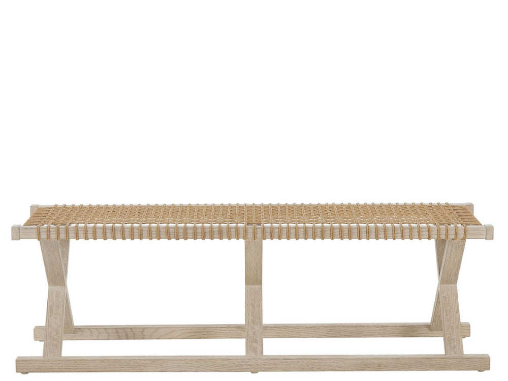 Universal Furniture Dockside Bench - Elegant 60-inch Oak Frame With Danish Cord Weave, Perfect For Entryway Or Bedroom Seating Dockside Natural Tan Oak  U533380-universal