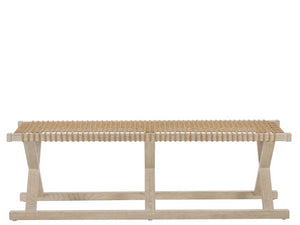 Universal Furniture Dockside Bench - Elegant 60-inch Oak Frame With Danish Cord Weave, Perfect For Entryway Or Bedroom Seating Dockside Natural Tan Oak  U533380-universal
