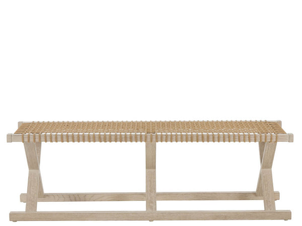 Universal Furniture Dockside Bench - Elegant 60-inch Oak Frame With Danish Cord Weave, Perfect For Entryway Or Bedroom Seating Dockside Natural Tan Oak  U533380-universal