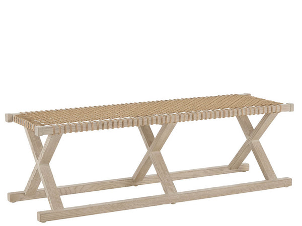 Universal Furniture Dockside Bench - Elegant 60-inch Oak Frame With Danish Cord Weave, Perfect For Entryway Or Bedroom Seating Dockside Natural Tan Oak  U533380-universal