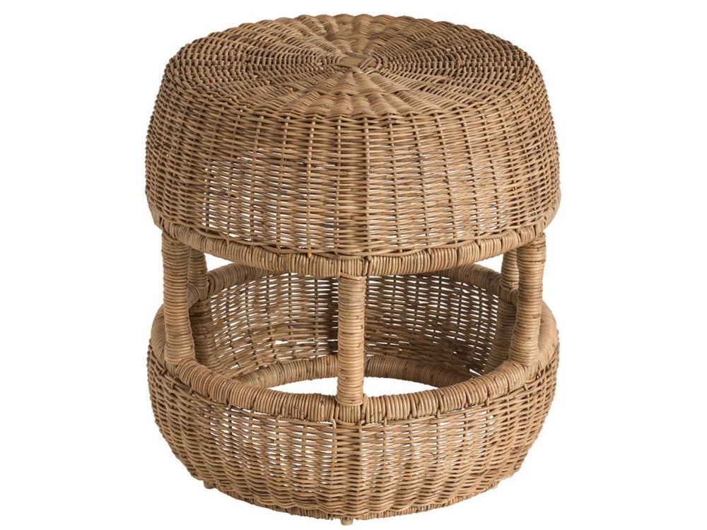 Universal Furniture Oasis Stool - Versatile 18-inch Round Drum Accent Piece For Coastal Homes, Plant Stand & Seating Woven Slimit Brown  U533382-universal