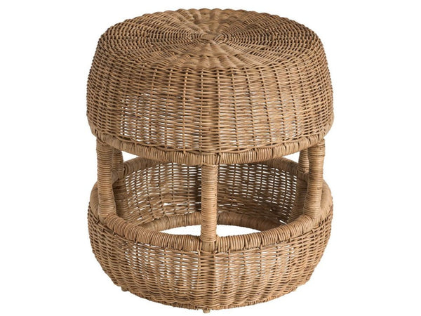 Universal Furniture Oasis Stool - Versatile 18-inch Round Drum Accent Piece For Coastal Homes, Plant Stand & Seating Woven Slimit Brown  U533382-universal