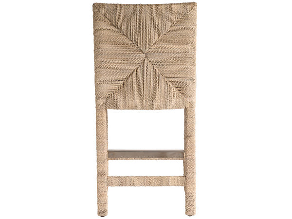 Universal Furniture Abaca Counter Chair - Stylish Coastal Seat With Natural Fiber & Modern Stainless Steel Footplate Dockside Natural Tan Oak  U533602-universal