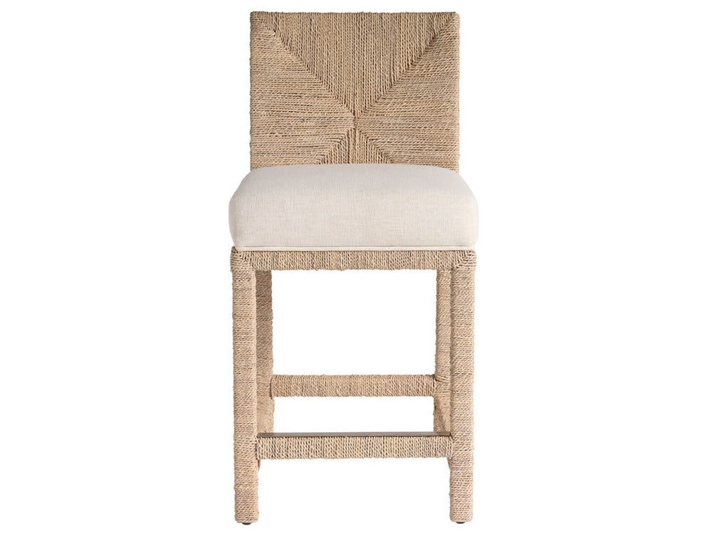 Universal Furniture Abaca Counter Chair - Stylish Coastal Seat With Natural Fiber & Modern Stainless Steel Footplate Dockside Natural Tan Oak  U533602-universal