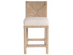 Universal Furniture Abaca Counter Chair - Stylish Coastal Seat With Natural Fiber & Modern Stainless Steel Footplate Dockside Natural Tan Oak  U533602-universal