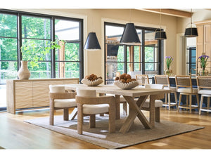 Universal Furniture Abaca Arm Chair - Natural Fiber Design With Cozy Upholstered Seating For Coastal Dining Spaces Dockside Natural Tan Oak 92% Polyester,8% Linen U533621-universal