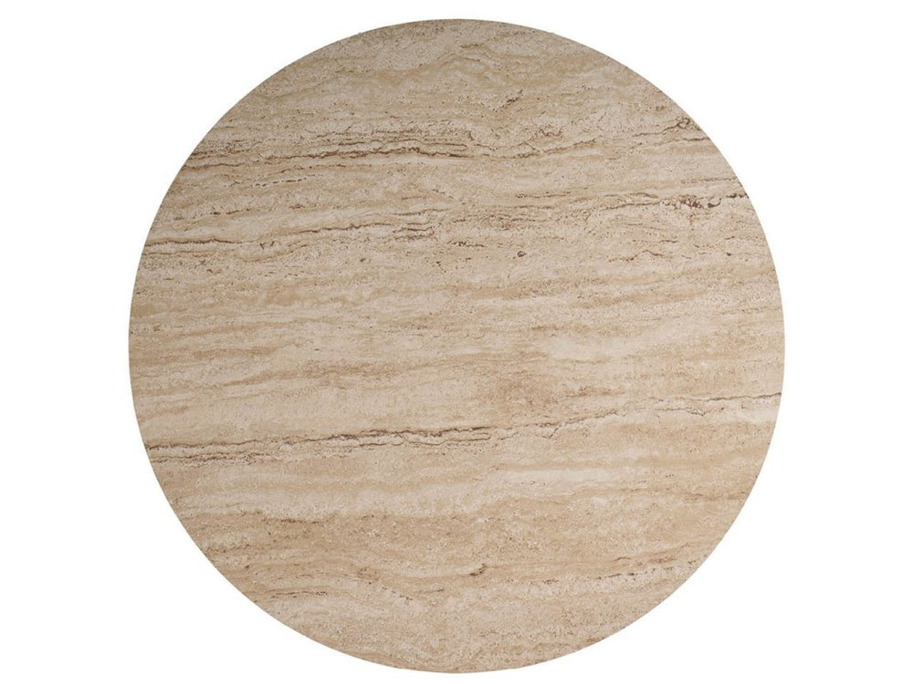 Universal Furniture Oasis Round Dining Table - 44" Travertine Beige Stone Top With Hourglass Abaca Base For Coastal Elegance Natual And Travertine  U533655-universal