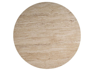 Universal Furniture Oasis Round Dining Table - 44" Travertine Beige Stone Top With Hourglass Abaca Base For Coastal Elegance Natual And Travertine  U533655-universal