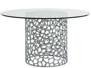 Universal Furniture Coral Dining Table - 60-inch Round Glass Top With Sculptural Coral-inspired Base For Coastal Elegance Antique Nickel  U533656n-60-universal