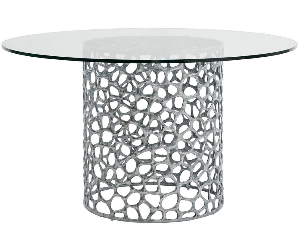 Universal Furniture Coral Dining Table - 54-inch Round Glass Top With Sculptural Base For Elegant Coastal Dining Spaces Antique Nickel  U533656n-54-universal