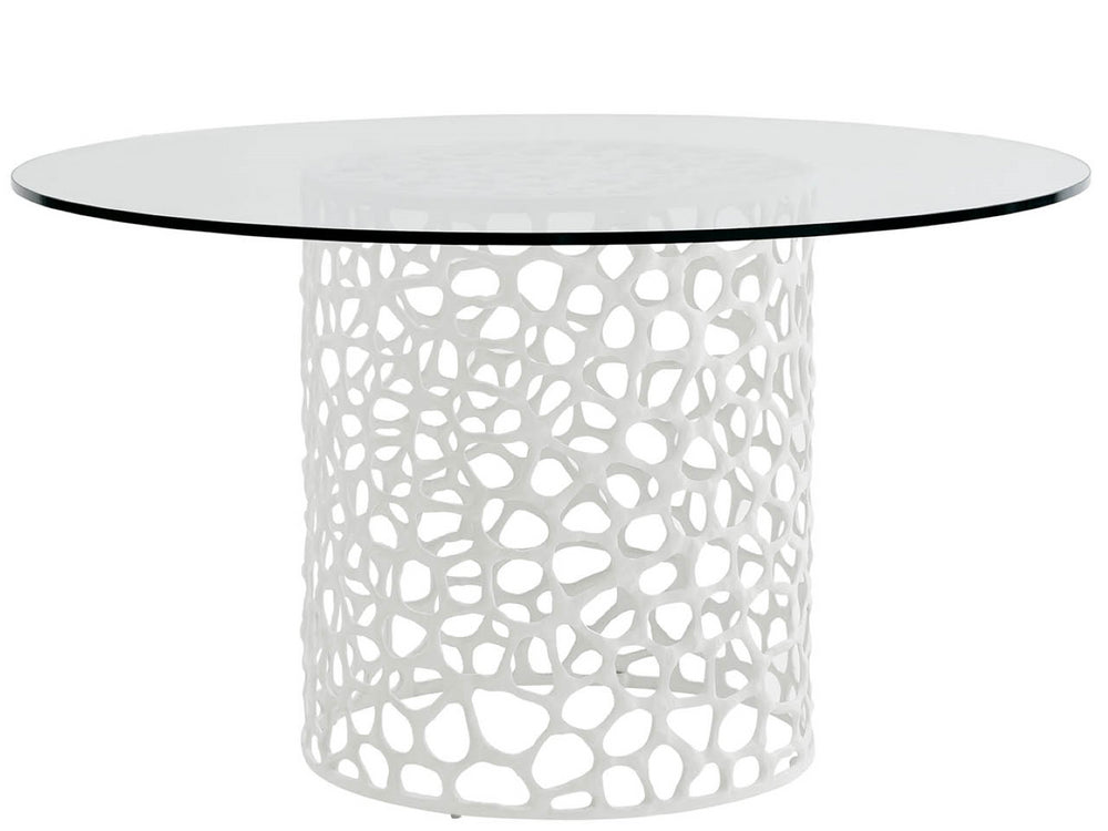 Universal Furniture Coral Dining Table - 60-inch Round Glass Top With Sculptural Coral-inspired Base For Coastal Elegance White  U533656-60-universal
