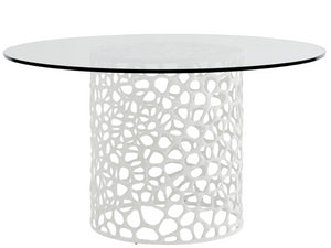 Universal Furniture Coral Dining Table - 60-inch Round Glass Top With Sculptural Coral-inspired Base For Coastal Elegance White  U533656-60-universal