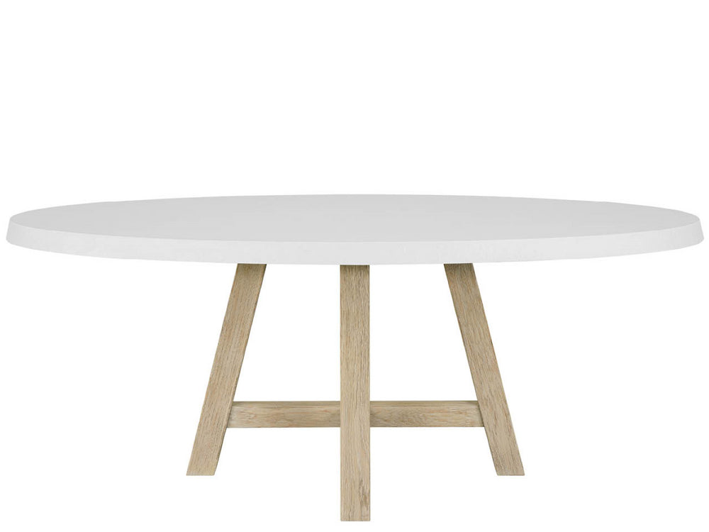 Universal Furniture Dockside Dining Table - 80-inch Oval White Concrete Top With Warm Oak Legs For Coastal Elegance Natural Oak  U533657-universal