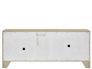 Universal Furniture Oasis Credenza: Stylish Dockside Oak With Wave-patterned Doors For Coastal Dining & Media Storage Dockside Tan  U533967-universal