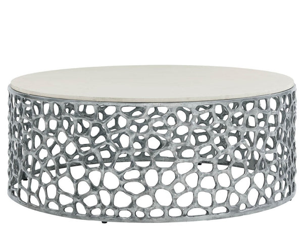 Universal Furniture Coral Cocktail Table - Sleek Modern Design With Sculptural Metal Base And Striking Stone Top Elegance Gray  U533801n-universal